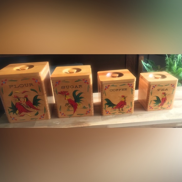 Mid-Century Rooster Canister Set. - Picture 1 of 9